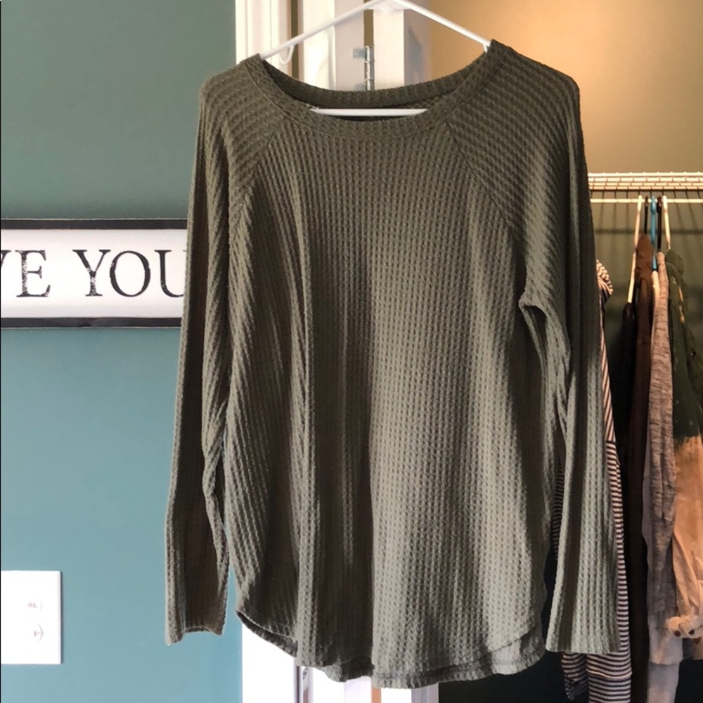Textured long sleeve sweater